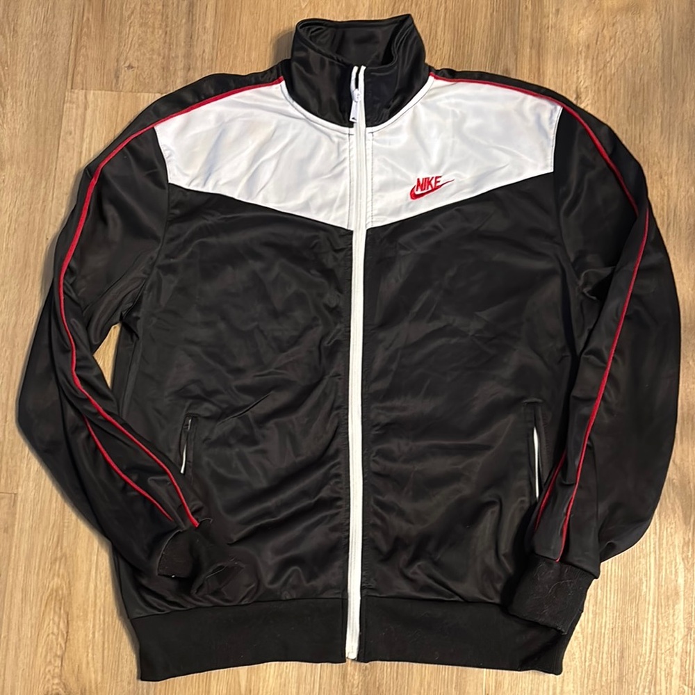 Nike Men's Black and White Track Jacket